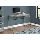 Monarch Specialties - 7445 Bureau 48 po L - Faux Bois Gris/Verre Trempe-D'une taille parfaite pour pratiquement tous les ordinateurs portables, la table d'ordinateur dispose d'un tiroir de rangement pour les fournitures supplémentaires (14 po x 10 po) qui peut être assemblé sur le côté gauche ou droit