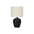 Monarch Specialties - Luminaire - 17 po H Lampe De Table - Céramique Noire - Abat-Jour Ivoire / Crème - Transitionnel-Avec un design transitionnel, cette lampe de table en céramique noire lisse de 17 pouces de haut, avec une base en forme de jarre rond et un abat-jour en tissu ivoire, apporte un style tendance à tout salon, chambre à coucher ou espace de bureau