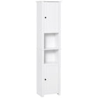 HOMCOM - Armoire de rangement de salle de bain haute avec étagère à deux niveaux et deux portes - blanc-Design élégant, idéal pour la salle de bain, la cuisine et plus encore   