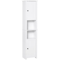 HOMCOM - Armoire de rangement de salle de bain haute avec étagère à deux niveaux et deux portes - blanc-Design élégant, idéal pour la salle de bain, la cuisine et plus encore   