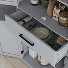 HOMCOM - Armoire de cuisine haute 72 po avec portes de grange et tiroir - gris-La surface recouverte de mélamine résiste aux rayures et facilite le nettoyage 