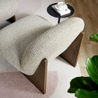 Modway - Loyal Tissu Boucle Chaise d’accent et ensemble ottoman - Noyer de River Rock-Cadre et pieds en bois de frêne