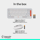 Logitech - Pop Icon ensemble clavier et souris Bluetooth - Blanc cassé-Plastique recyclé: les pièces en plastique de l’ensemble POP ICON Combo contiennent entre 37 % et 70 % de plastique recyclé selon la couleur; emballage responsable utilisant du papier certifié FSC