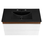Modway - Render Support mural de 36" Vanette de salle de bain - Noyer blanc Noir-Bassin d’évier en céramique