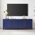 Hudson&Canal - Meuble TV Chabot pour téléviseurs jusqu'à 75" - Bleu foncé-Fabriqué à partir de matériaux MDF robustes dans une finition bleu foncé fabriquée à la main