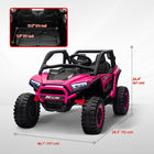 Qaba - Camion électrique pour 2 places 24V 7AH avec suspension à ressorts - rose-Convient à différents types de terrains grâce à la suspension à ressorts 