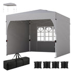 Outsunny - Tente auvent pliante 9.6 pi l x 9.6 pi L avec 3 parois latérales - Installation facile à 1 bouton - Gris clair-Tissu Oxford 210D avec revêtement argenté pour une protection solaire UPF50+