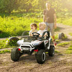 Qaba - Camion électrique 2 places 24V 7AH avec suspension à ressorts - blanc-Vitesse réglable adaptée au confort de l’enfant à 3,1-4,3 mi/h (5-7 km/h) 