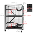 PawHut - Cage à 5 niveaux pour lapin, cochon d’Inde, furet, rat, hamster - 50 po H - gris foncé-Chaque plateforme possède des trous ronds reliés par des rampes 
