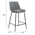 Zuo - Byron Tabouret de comptoir - Gris-8