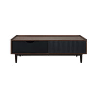 Manhattan Comfort - Table basse Duane 120 cm style mid-century moderne - marron foncé et noir-Table basse Mid-Century Modern pour salon