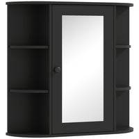 HOMCOM - Armoire à pharmacie murale avec miroir - noir-L’armoire de salle de bain ne prend pas beaucoup de place tout en offrant un grand espace de rangement   