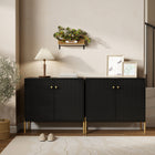 HOMCOM - Buffet moderne 31,5 po L avec portes cannelées - noir-Pieds hauts de 6,9 po (17,5 cm) permettant un nettoyage facile par robot aspirateur en dessous 