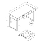 Monarch Specialties - 7366 Bureau 48 po L - Espresso/Metal Argent-Dessus de table spacieux parfait pour un ordinateur portable et autres articles de bureau