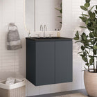 Modway - Bryn Support mural de 24" Vanette de salle de bain - Gris Noir-Construction en mélamine et panneaux de particules