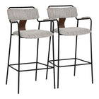 Zuo - Couva Tabouret de bar - Tweed gris - Ensemble de 2-Support pour les bras