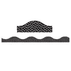 Ashley Productions - Bordure festonnée magnétique - Pois blancs sur fond noir - 12 pi/paquet - Paquet de 6-Idéal pour la décoration en classe ou à la maison