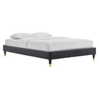 Modway - Harlow Performance Velvet Cadre de lit à plateforme King, Charbon de bois-Velours de performance résistant aux taches