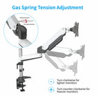 ShoppingAll - Support de moniteur LCD entièrement réglable à ressort à gaz, Blanc-Ce support de bureau entièrement réglable peut être fixé à l'aide d'une pince en C ou d'un passe-fil sur n'importe quelle surface de travail.