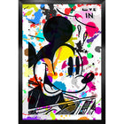 Frameworth - Mickey Mouse impression eclabousse de peinture PhotoGlass - impression encadree - 27,5 po l x 38,5 po H-Met en vedette le personnage emblematique de Mickey Mouse reimagine dans un style art pop audacieux - alliant la nostalgie classique de Disney a l'esthetique de l'art mural contemporain