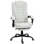 Vinsetto - Fauteuil de massage vibrant à 7 points avec repose-pieds et roulettes pivotantes - blanc-7 points de massage par vibration pour détendre votre corps