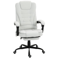 Vinsetto - Fauteuil de massage vibrant à 7 points avec repose-pieds et roulettes pivotantes - blanc-7 points de massage par vibration pour détendre votre corps