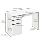 HOMCOM - Bureau moderne pour ordinateur - 47,25 po L x 19,75 po l x 29,5 po H - blanc-Structure solide en panneau de particules de qualité