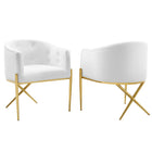 Modway - Savour Performance Velvet Fauteuil à manger d’accent Ensemble de 2 - Blanc-Fauteuil à manger à touffes