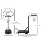 HOMCOM – Panier de basketball ajustable 51 à 64 po-La base robuste peut être remplie avec 77 lb de sable ou 66 lb d’eau 
