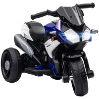 Qaba - Moto pour enfants 6v avec musique, phares, 3 roues - bleu-Phares fonctionnels, klaxon et musique pour une expérience réaliste 