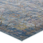 Modway - Minu Treillis floral vieilli Tapis de 5 pi l x 8 pi L - Bleu, Gris, Jaune et Orange-Résistant aux taches / Facile à nettoyer