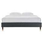 Modway - Harlow Performance Velvet Cadre de lit à plateforme King, Charbon de bois-Poutre centrale renforcée et jambes de soutien