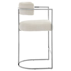 Modway - Huron Dos courbé Tissu et métal Tabouret de comptoir - Crème d’argent-Glissières de plancher ajustables non marquées