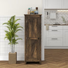 HOMCOM - Armoire de cuisine garde-manger 48 po avec porte de grange - grain de bois brun-Deux étagères réglables à 3 niveaux offrent un rangement flexible 