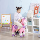 Qaba - Licorne mécanique à bascule cheval de marche jouet - rose-Cadre en acier adapté à un usage quotidien 