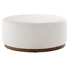 Modway - Tilden Grande boucle ronde de 38" rembourrée Rembourré Ottoman - Noyer des nuages-Tissu boucle Tissu Rembourrage