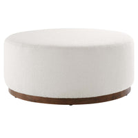 Modway - Tilden Grande boucle ronde de 38" rembourrée Rembourré Ottoman - Noyer des nuages-Tissu boucle Tissu Rembourrage