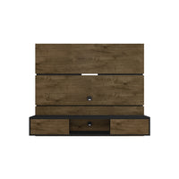 Manhattan Comfort - Centre de divertissement flottant Vernon 62,99 po style mid-century moderne - brun rustique et noir-Centre de théâtre mural de style mid-century modern pour salon et chambre