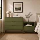 Manhattan Comfort - Table de nuit Avira 20" style mid-century moderne à 1 tiroir - Vert olive-Garantie limitée du fabricant de 30 jours