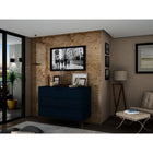 Manhattan Comfort - Rockefeller commode moderne mi-siècle 35,24" - tatiana bleu minuit-Choisissez le design de votre poignée lorsque le produit est chez vous Option pour une poignée découpée ou un look affleurant