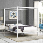 Modway - Raina Canopée Cadre de lit queen-lit, Gris blanc-Système de support en bois de peuplier à lattes