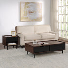 Manhattan Comfort - Ensemble de 2 tables Duane style milieu du siècle : table d’appoint et table basse - brun foncé et noir-Table basse : comprend 1 tiroir à extension totale et 1 espace de rangement ouvert