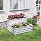 Outsunny - jardinière surélevée à 2 niveaux - 47 po x 40 po x 23 po - argent-Conception extra profonde et à fond ouvert pour les plantes à racines longues 