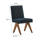 Modway - Lyra Tissu Fauteuil d’appoint de la salle à manger Ensemble de 2 - Azure Fabric-Cadre en contreplaqué, pieds en caoutchouc