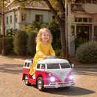Qaba - Voiture électrique Volkswagen T1 12V pour enfants à chevaucher - rouge-De puissants moteurs doubles 12V offrent une véritable expérience de conduite aux enfants 
