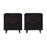 Manhattan Comfort - Table de nuit moderne Granville 18,11" à 2 tiroirs - Noir - Lot de 2-Moderne-contemporain avec une touche de glamour - Table de nuit pour chambre et salon, lot de 2