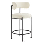 Modway - Albie Tissu Boucle Tabourets de comptoir Ensemble de 2 - Noir ivoire-Capacité de poids : 330 lb.