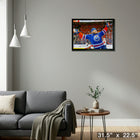 Leon Draisaitl Oilers 2025 SCF OT Celebration -H - Toile encadree - 31" x 22"-Prêt à accrocher - livré entièrement assemblé