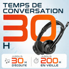 Delton - Casque/écouteurs Bluetooth 35X pour ordinateur avec dongle USB à appairage automatique et station de recharge rapide, noir-Maîtrisez toutes vos tâches grâce à un casque Bluetooth avec micro qui se connecte à deux appareils, garantissant un flux de travail fluide et ininterrompu.