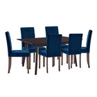 Modway - Prosper 7 pièces Velours rembourré Ensemble à manger - Cappuccino Navy-Table de cuisine moderne/Chaises de salle à manger Parsons